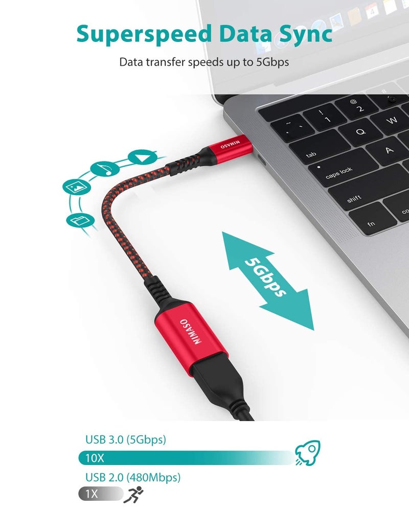 NIMASO USB C to USB 3.1 Adapter 2 Pack, OTG Cable Type C Male to USB Female OTG Adapter Compatible with iPhone 15/15 Pro/15 Plus/15 Pro Max, MacBook Pro, iPad, Samsung Galaxy, Huawei,Google Pixel-Red - Image 2